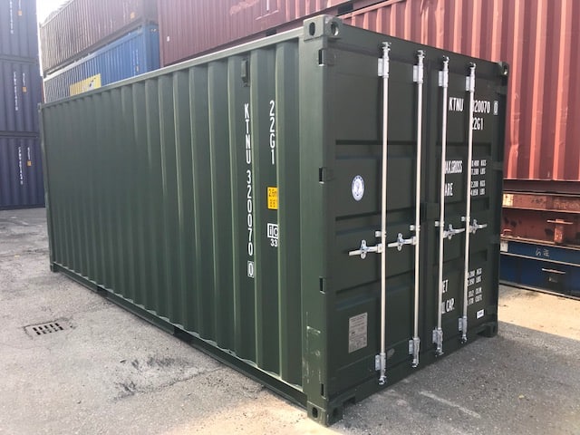 20ft dry container frontleft green